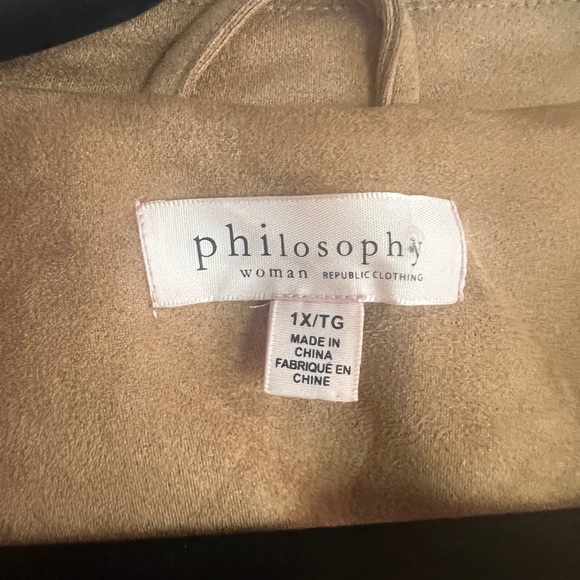 Philosophy Tan Suede Jacket, 1X - Picture 3 of 5